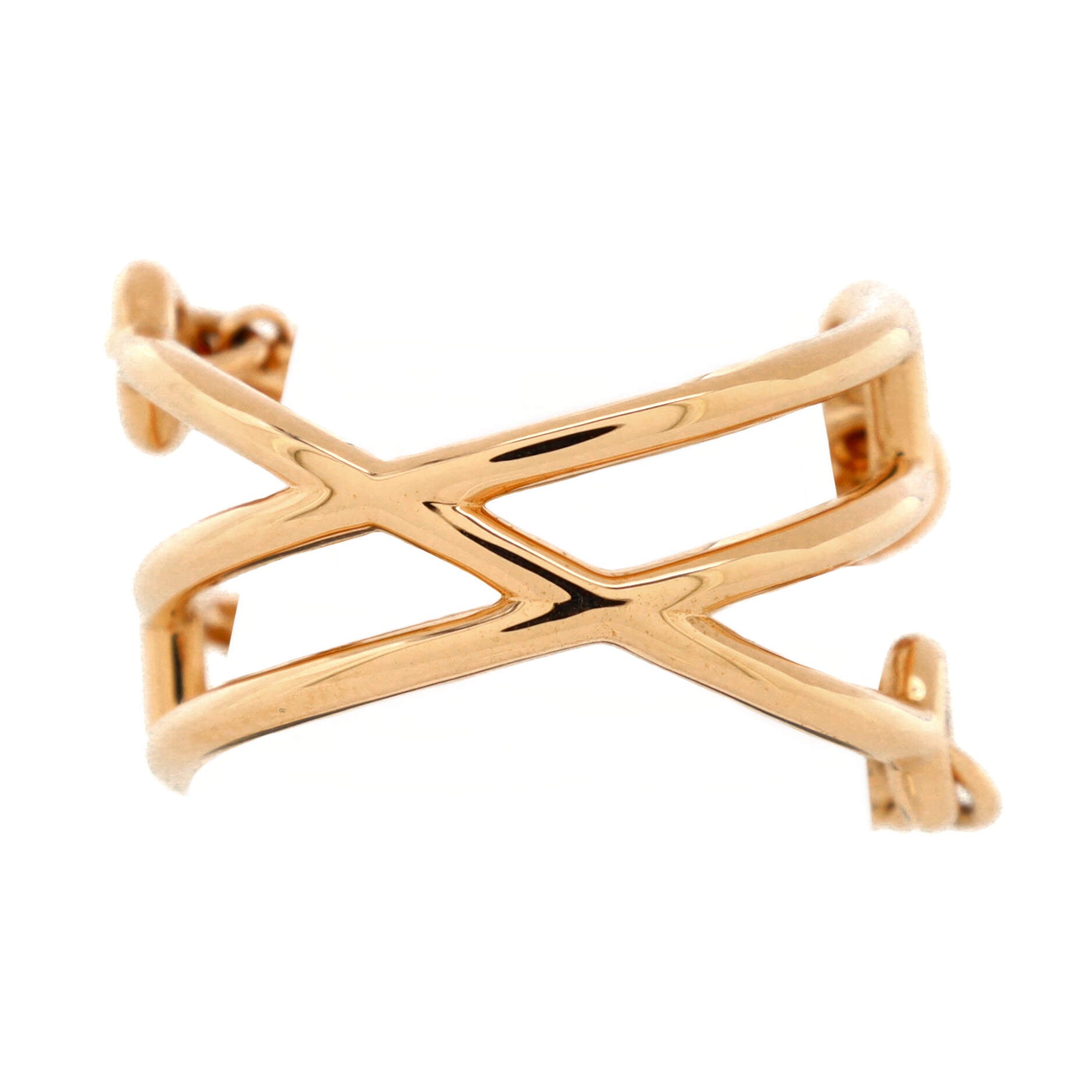 Hermes Chaine d'Ancre Chaos Ring Stainless steel and gold plating Rose Gold with Diamonds Medium