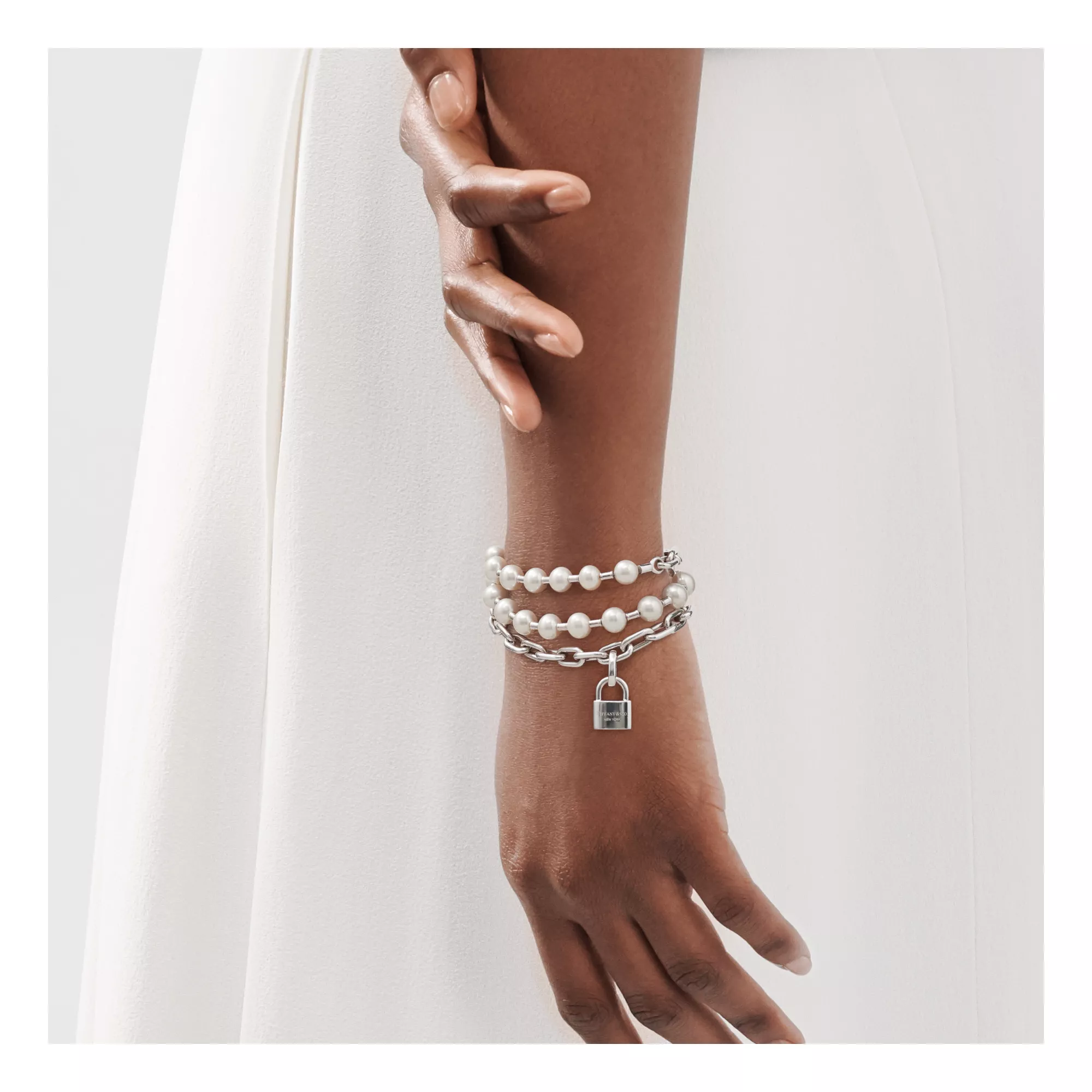 Tiffany HardWear Pearl Lock Bracelet in Silver, Medium