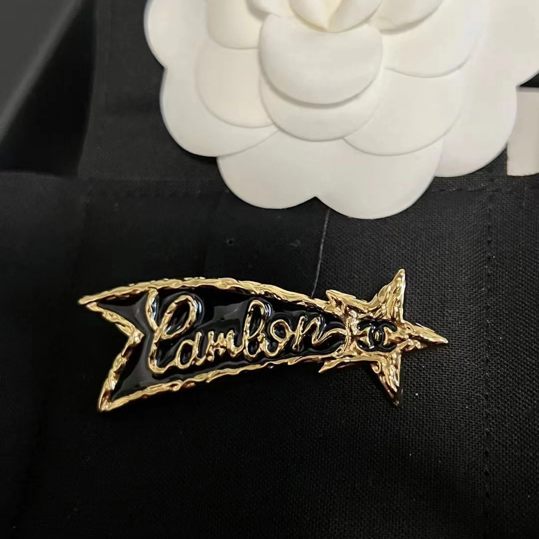 Pentagram Black Double C Brooch