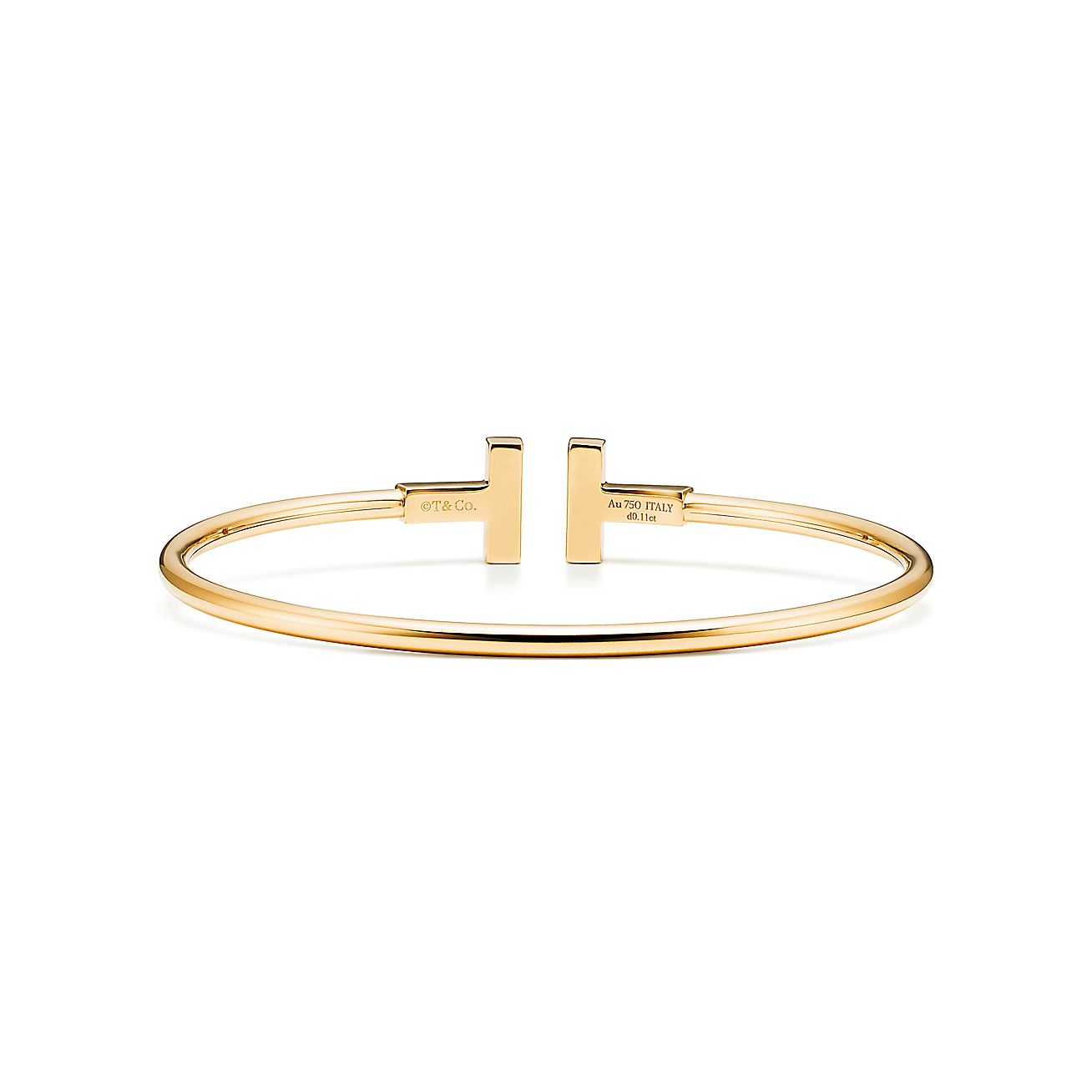 Tiffany & Co. T Wire Bracelet in Yellow Gold with Mother-of-pearl and Diamonds