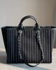 CHANEL Deauville 2wayTote Bag Black A66941 Cotton Leather