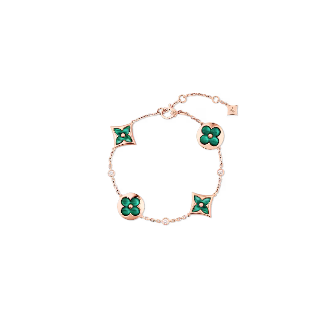 Louis Vuitton Color Blossom Bb Multi-Motif Bracelet, Pink Gold, Malachite And Diamonds
