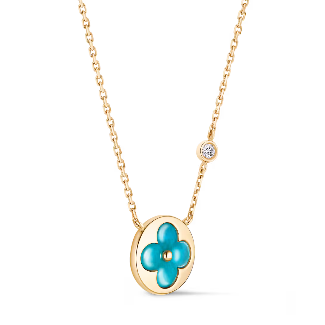 Louis Vuitton Color Blossom BB Sun Pendant, Yellow Gold, Amazonite and Diamond Q03793
