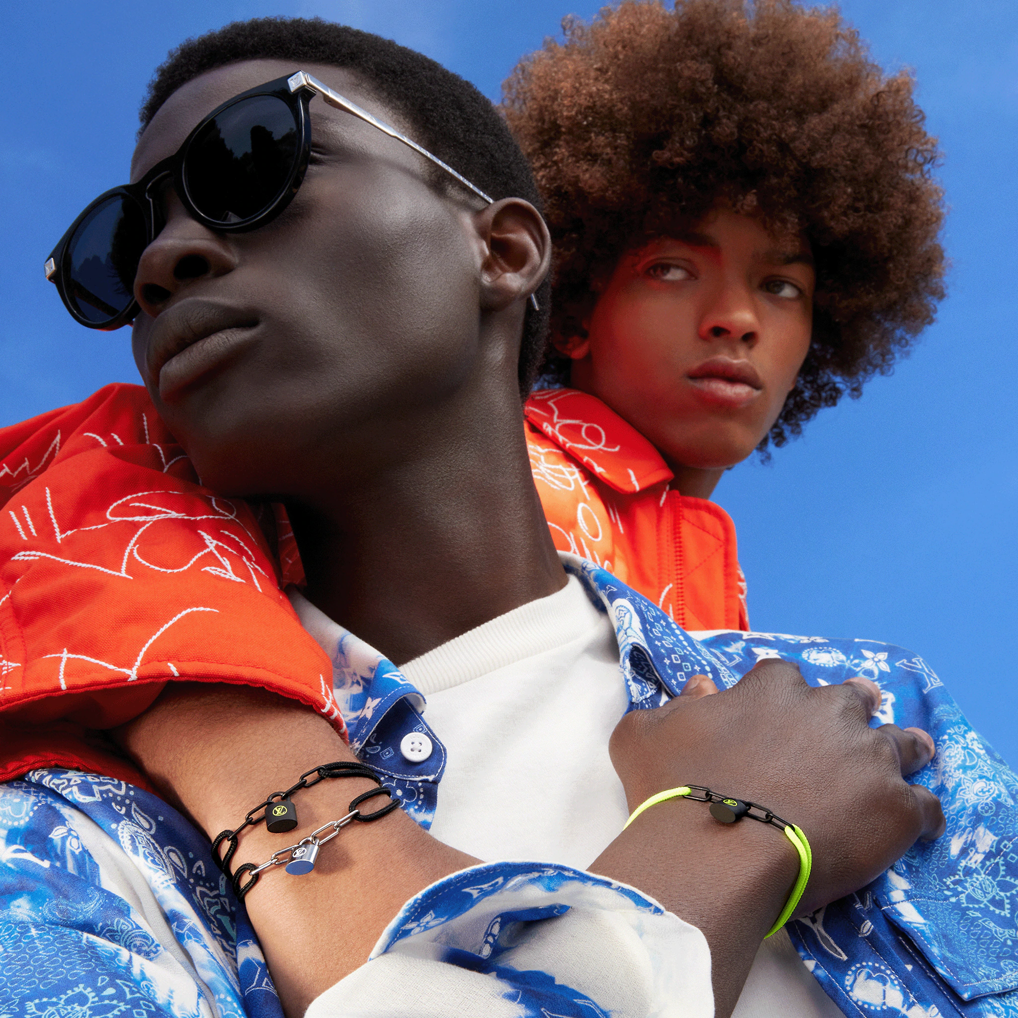 Louis Vuitton Silver Lockit Bracelet, Silver and Blue Polyester Cord