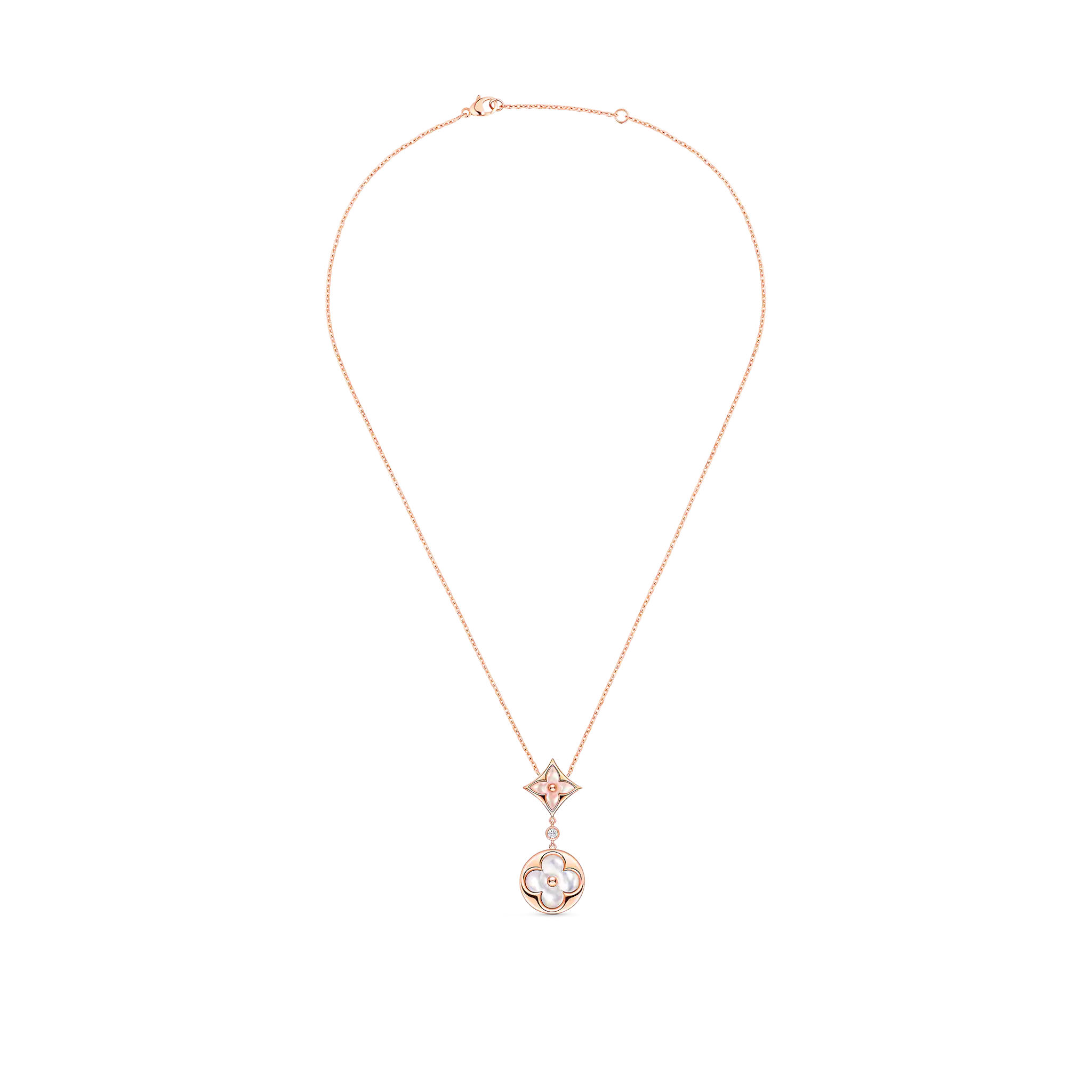 Louis Vuitton Color Blossom Necklace, Pink Gold, Pink Mother-Of-Pearl, White Mother-Of-Pearl And Diamond