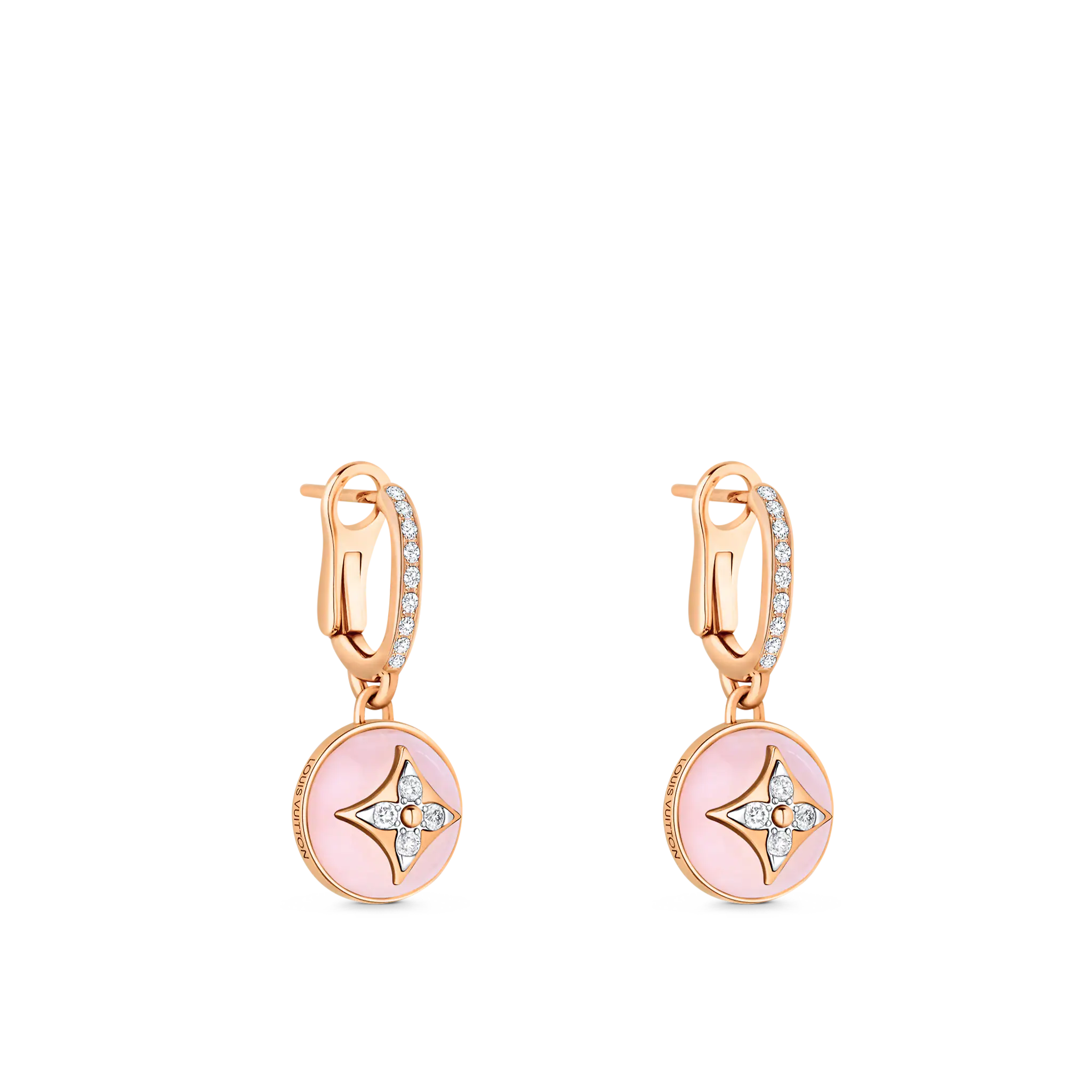 Louis Vuitton B Blossom Earrings, Pink Gold, White Gold, Pink Opal And Diamonds