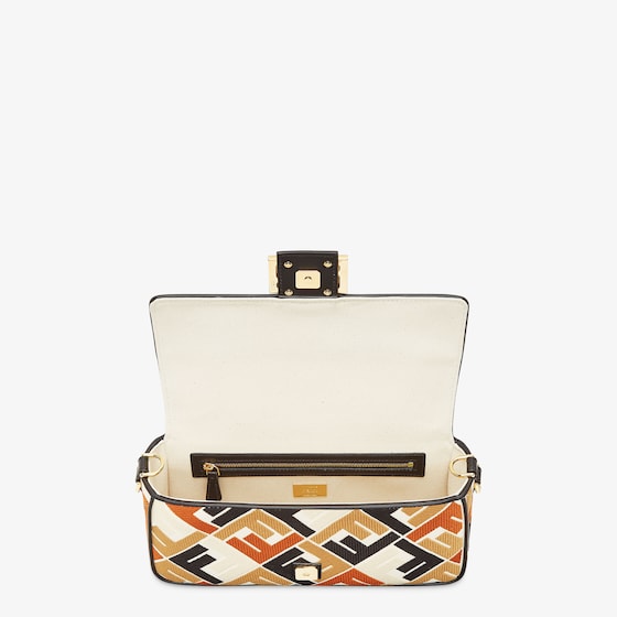 Fendi Baguette Multicolor canvas bag with FF embroidery