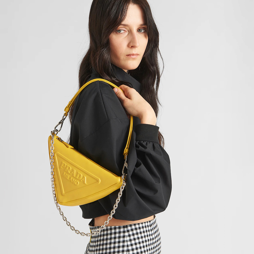 Triangle leather mini-bag