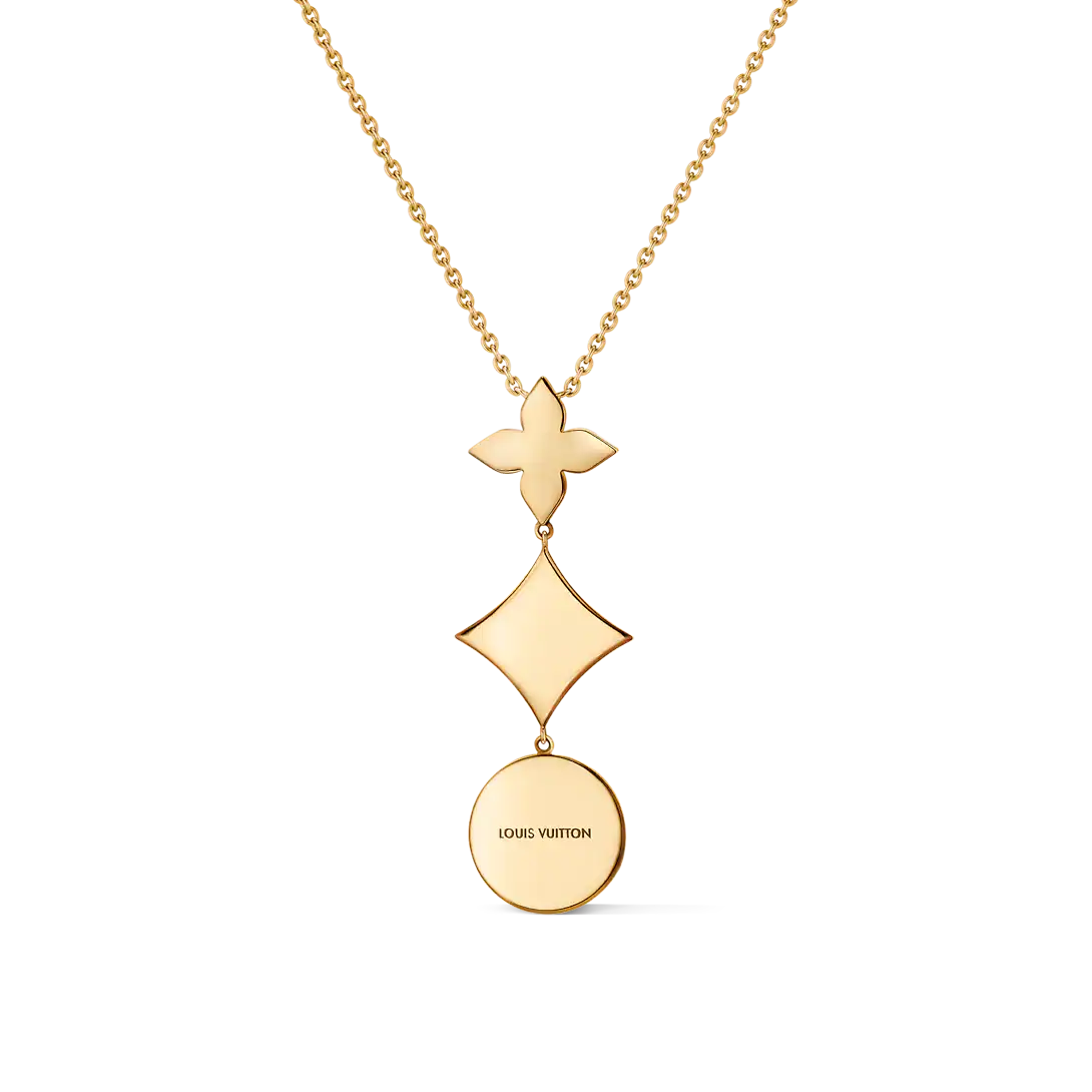 Louis Vuitton Color Blossom Lariat Necklace, Yellow Gold, Onyx And Diamond