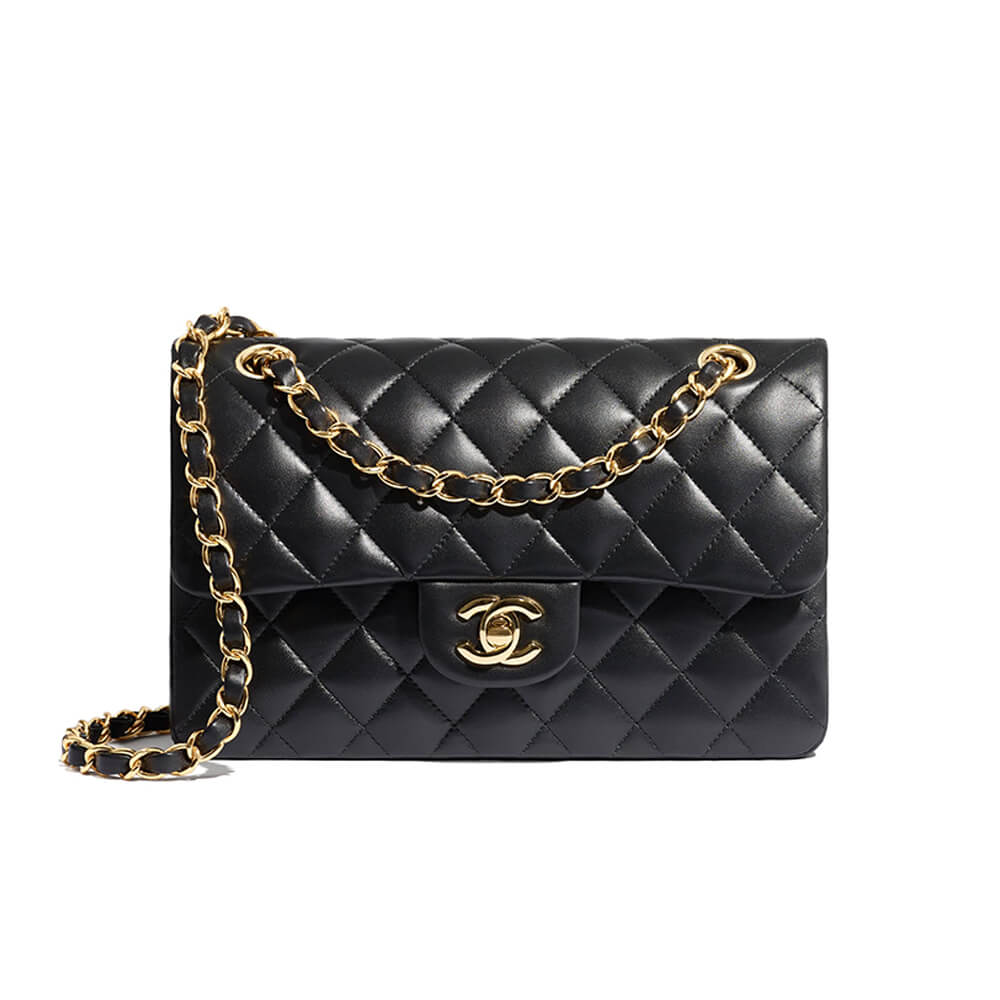 Chanel Small Classic Handbag Lambskin & Gold Metal A01113