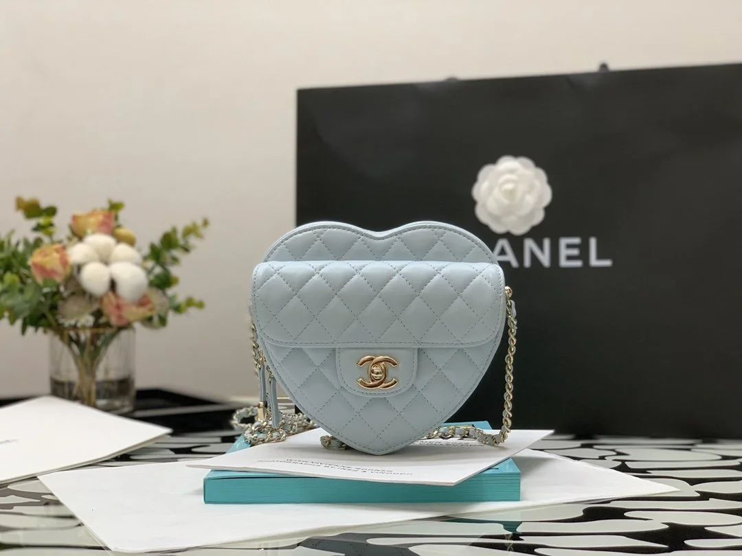 Chanel Mini Heart Bag Grey For Women 7in/18cm AS3191 B07958