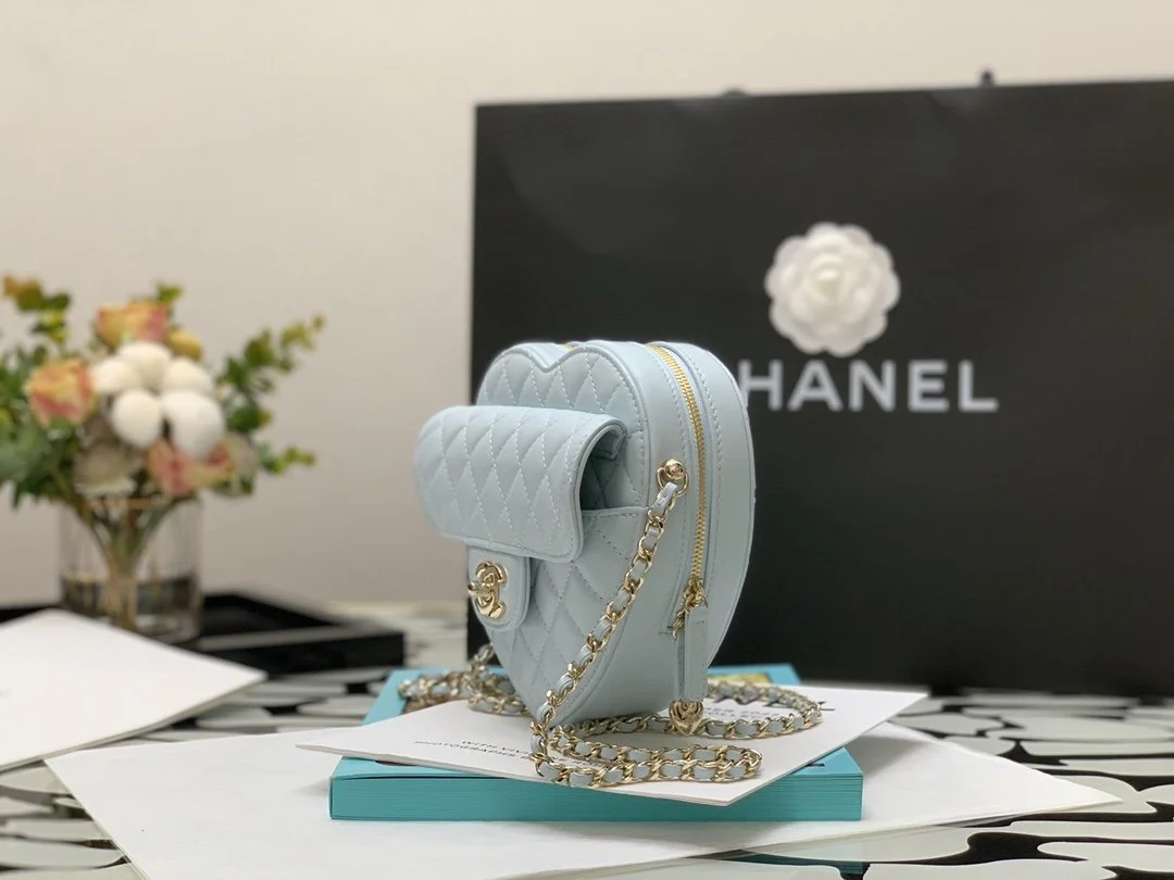 Chanel Mini Heart Bag Grey For Women 7in/18cm AS3191 B07958