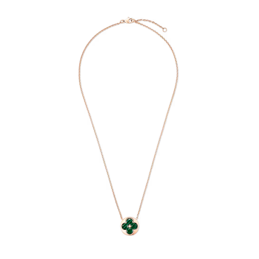 Louis Vuitton Color Blossom M Sun Pendant, Pink Gold and Malachite Q03792