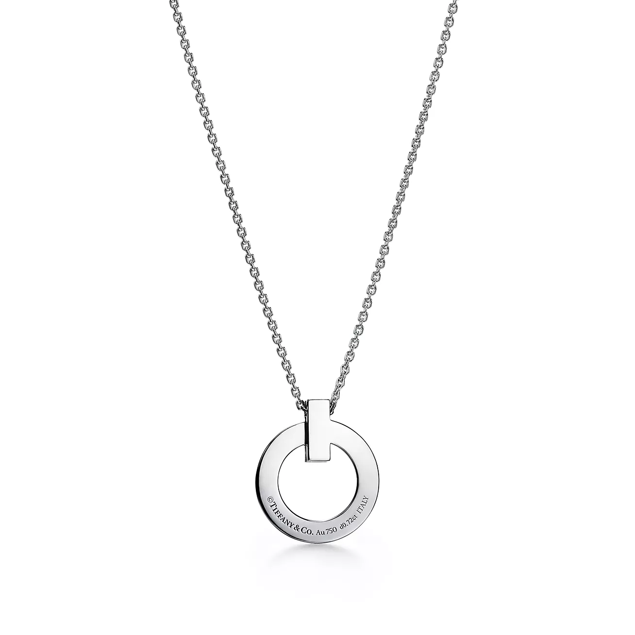 Tiffany & Co. T T1 Circle Pendant in White Gold with Pave Diamonds