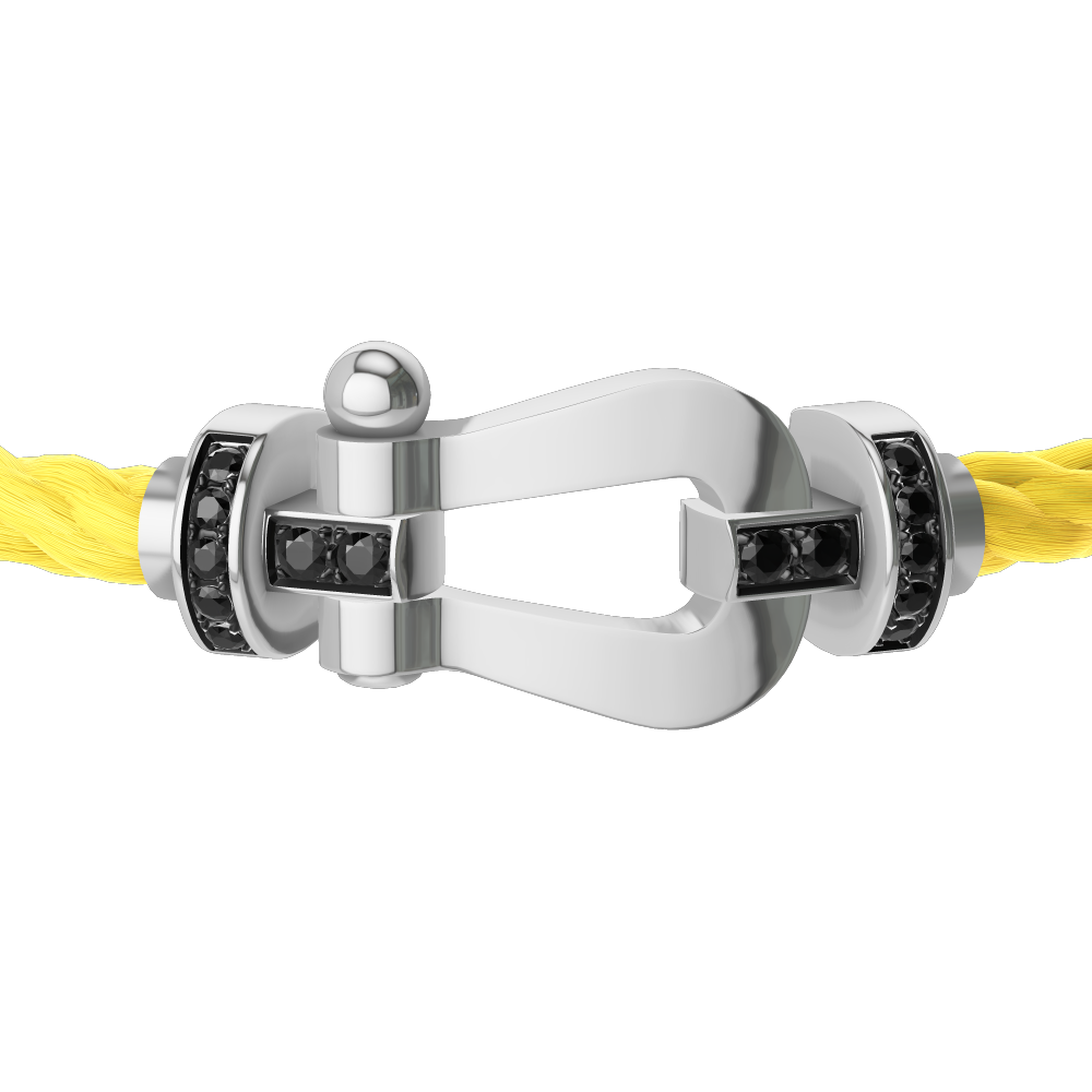 FRED FORCE 10 BRACELET Stainless steel and gold plating WHITE GOLD AND BLACK DIAMONDS LARGE MODEL