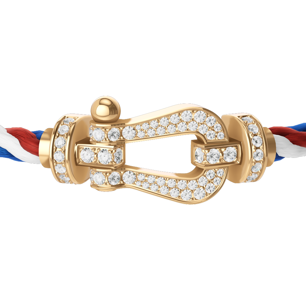 FRED FORCE 10 BRACELET Stainless steel and gold plating YELLOW GOLD AND DIAMONDS LARGE MODEL