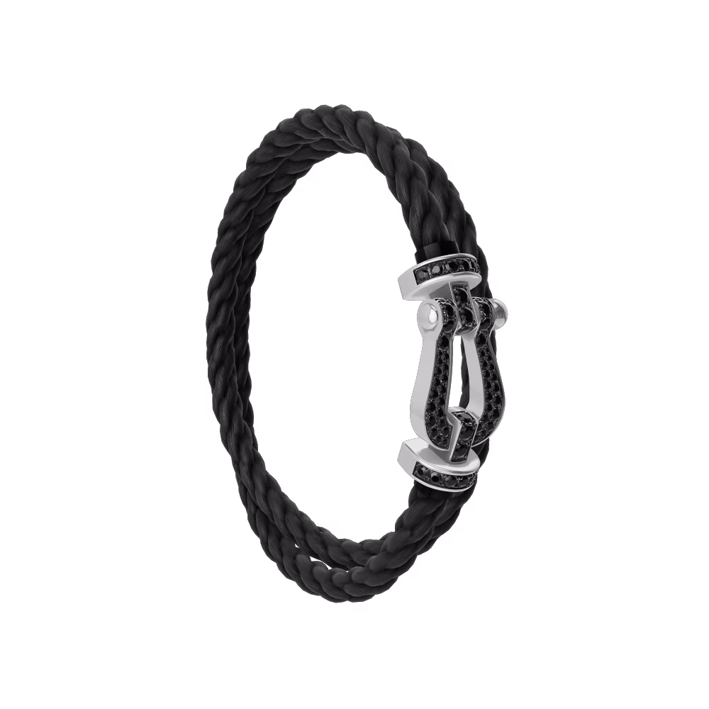 FRED Force 10 bracelet Stainless steel and gold plating white gold and black diamonds large model