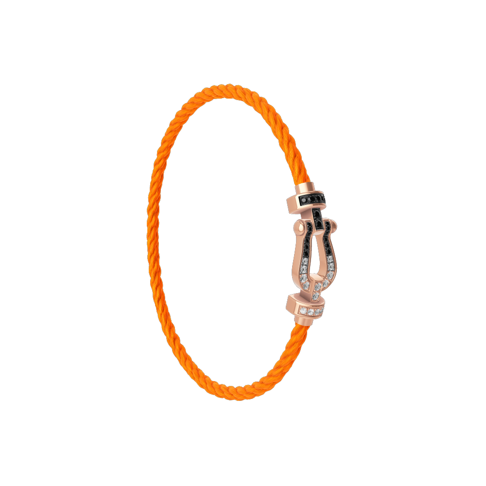 FRED Force 10 bracelet Stainless steel and gold plating pink gold and black and white diamonds medium model