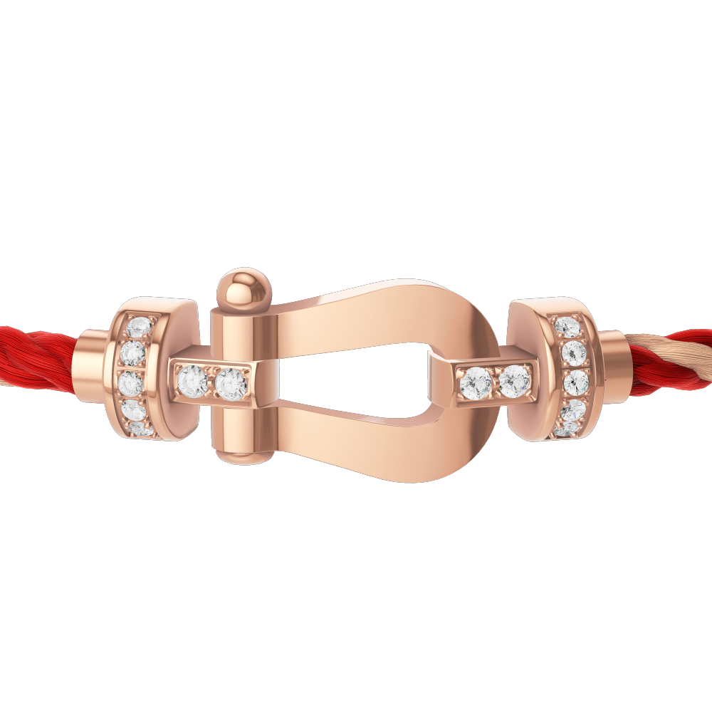 FRED FORCE 10 BRACELET Stainless steel and gold plating PINK GOLD AND DIAMONDS MEDIUM MODEL