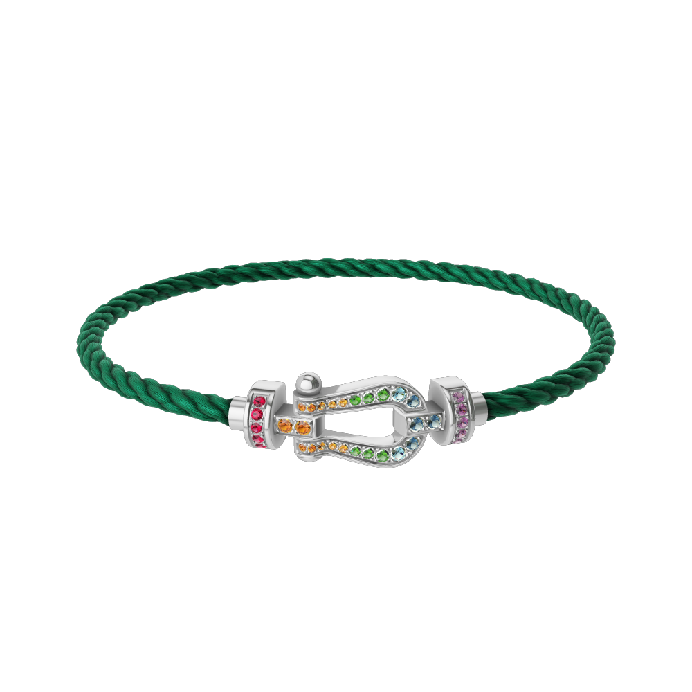 FRED FORCE 10 BRACELET MEDIUM MODEL IN Stainless steel and gold plating WHITE GOLD AND COLOURED STONES