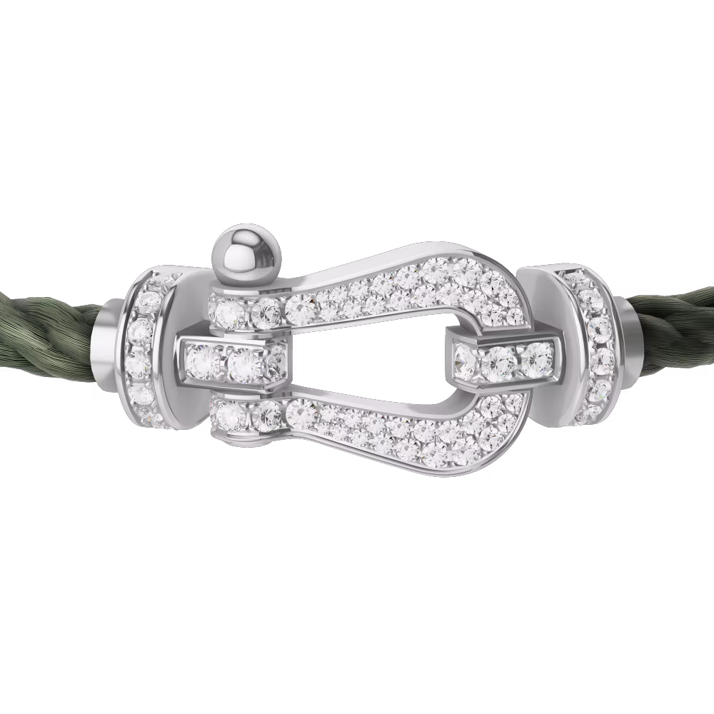 FRED FORCE 10 BRACELET Stainless steel and gold plating WHITE GOLD AND DIAMONDS LARGE MODEL