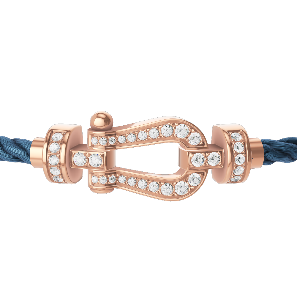 FRED FORCE 10 BRACELET Stainless steel and gold plating PINK GOLD AND DIAMONDS MEDIUM MODEL