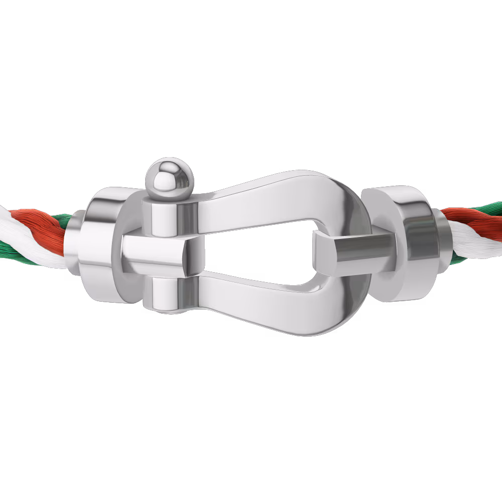 FRED FORCE 10 BRACELET Stainless steel and gold plating WHITE GOLD LARGE MODEL