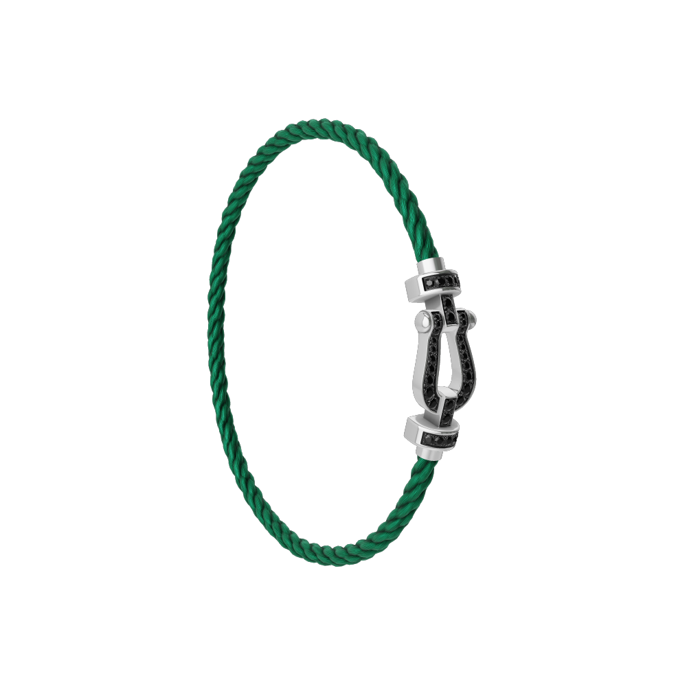 FRED FORCE 10 BRACELET Stainless steel and gold plating WHITE GOLD AND BLACK DIAMONDS MEDIUM MODEL