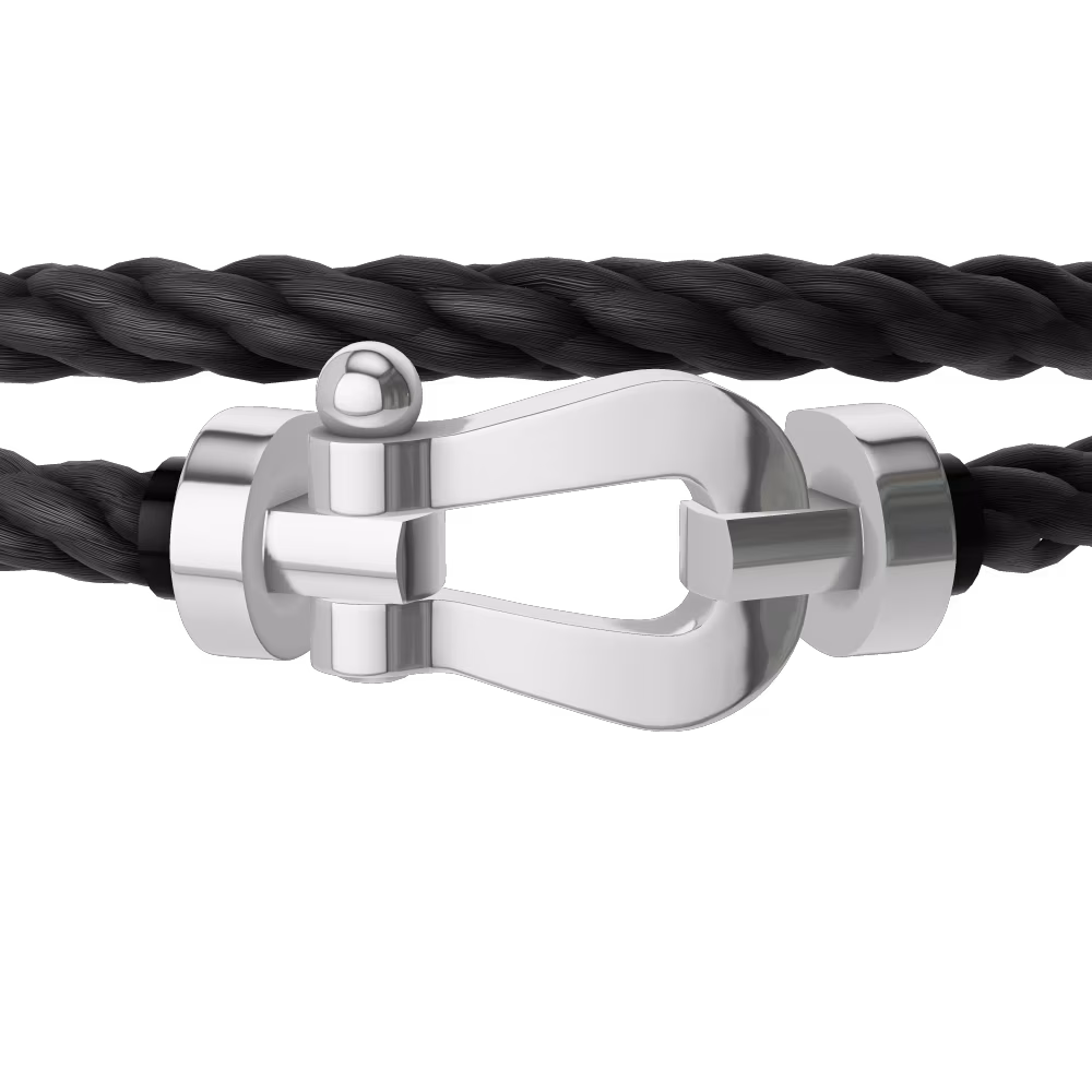 FRED FORCE 10 BRACELET Stainless steel and gold plating WHITE GOLD LARGE MODEL