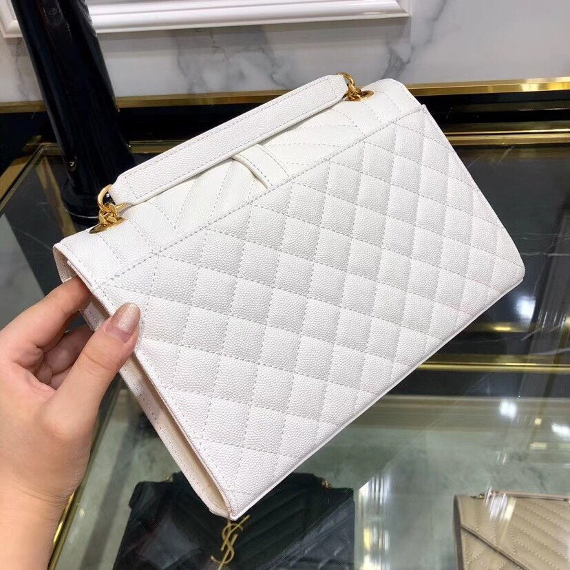 YSL ENVELOPE MEDIUM BAG IN MIX MATELASSÉ GRAIN DE POUDRE EMBOSSED LEATHER