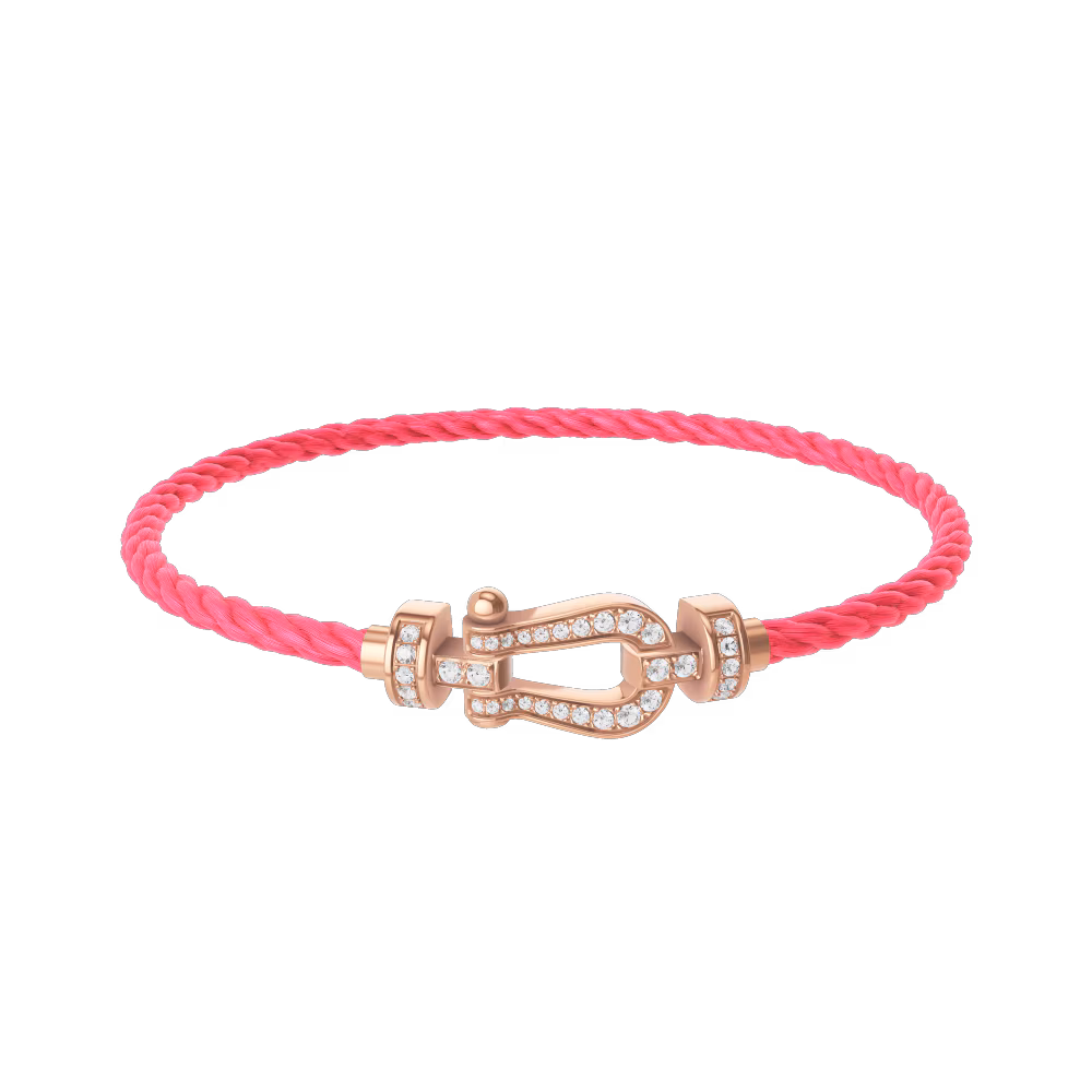 FRED FORCE 10 BRACELET Stainless steel and gold plating PINK GOLD AND DIAMONDS MEDIUM MODEL
