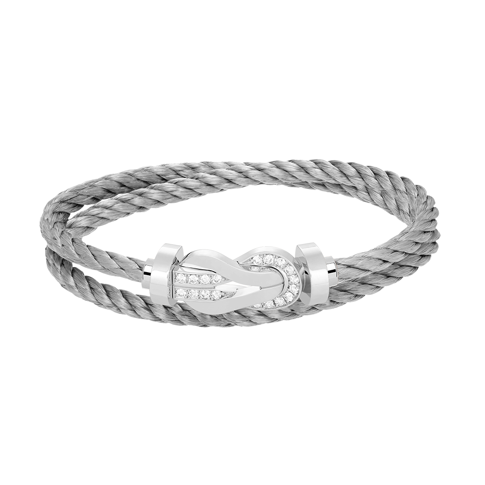 FRED CHANCE INFINIE BRACELET Stainless steel and gold plating WHITE GOLD AND DIAMONDS LARGE MODEL