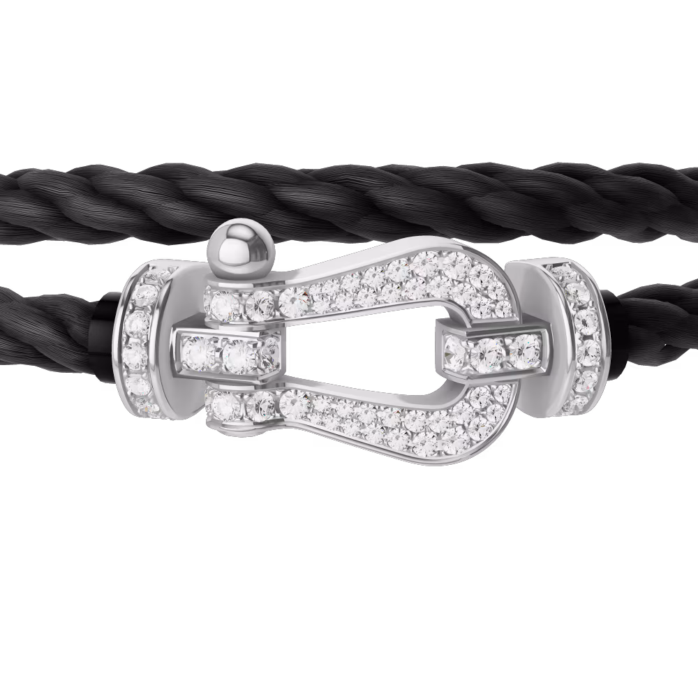 FRED FORCE 10 BRACELET Stainless steel and gold plating WHITE GOLD AND DIAMONDS LARGE MODEL