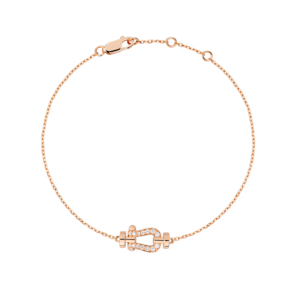 FRED FORCE 10 BRACELET SMALL MODEL IN Stainless steel and gold plating PINK GOLD AND DIAMONDS