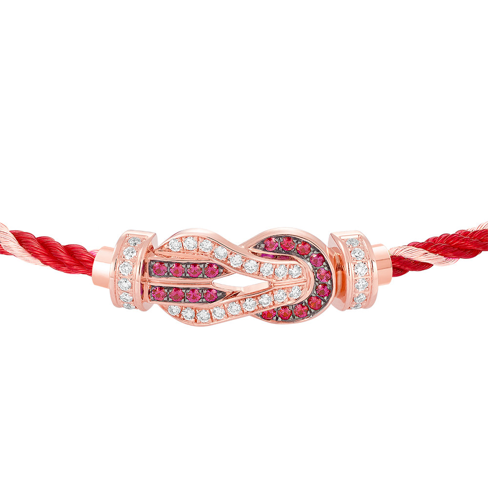 FRED CHANCE INFINIE BRACELET Stainless steel and gold plating PINK GOLD DIAMANTS AND RUBIES MEDIUM MODEL