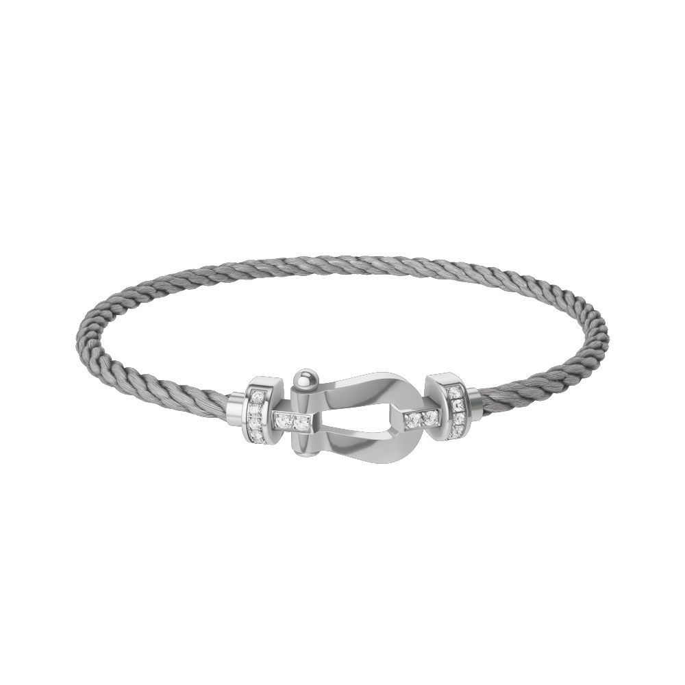FRED FORCE 10 BRACELET Stainless steel and gold plating WHITE GOLD AND DIAMONDS MEDIUM MODEL