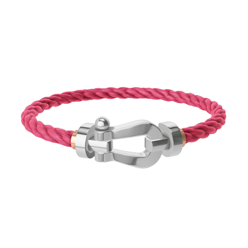 FRED FORCE 10 BRACELET Stainless steel and gold plating WHITE GOLD LARGE MODEL