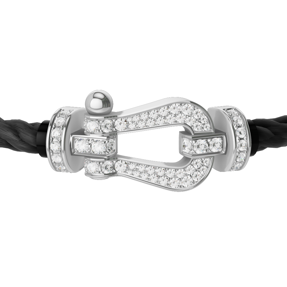 FRED FORCE 10 BRACELET Stainless steel and gold plating WHITE GOLD AND DIAMONDS LARGE MODEL