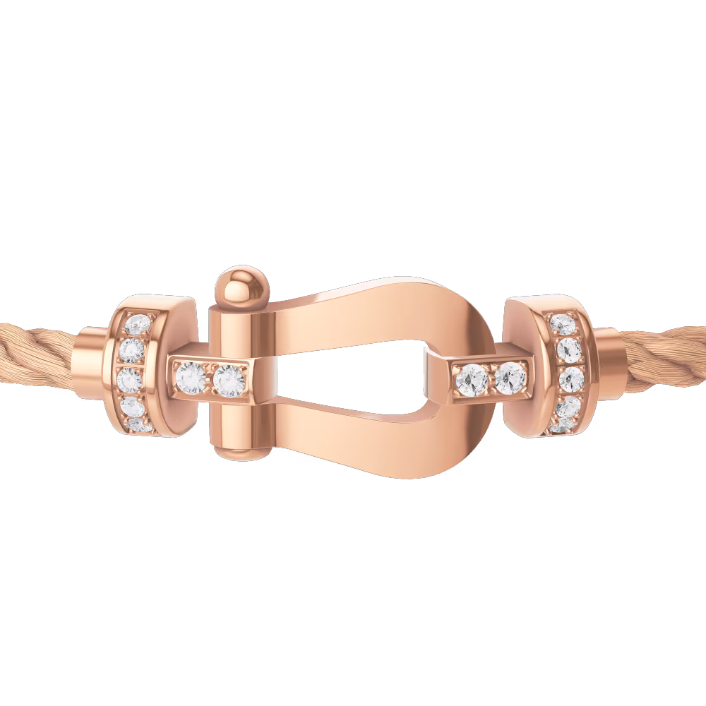 FRED FORCE 10 BRACELET Stainless steel and gold plating PINK GOLD AND DIAMONDS MEDIUM MODEL