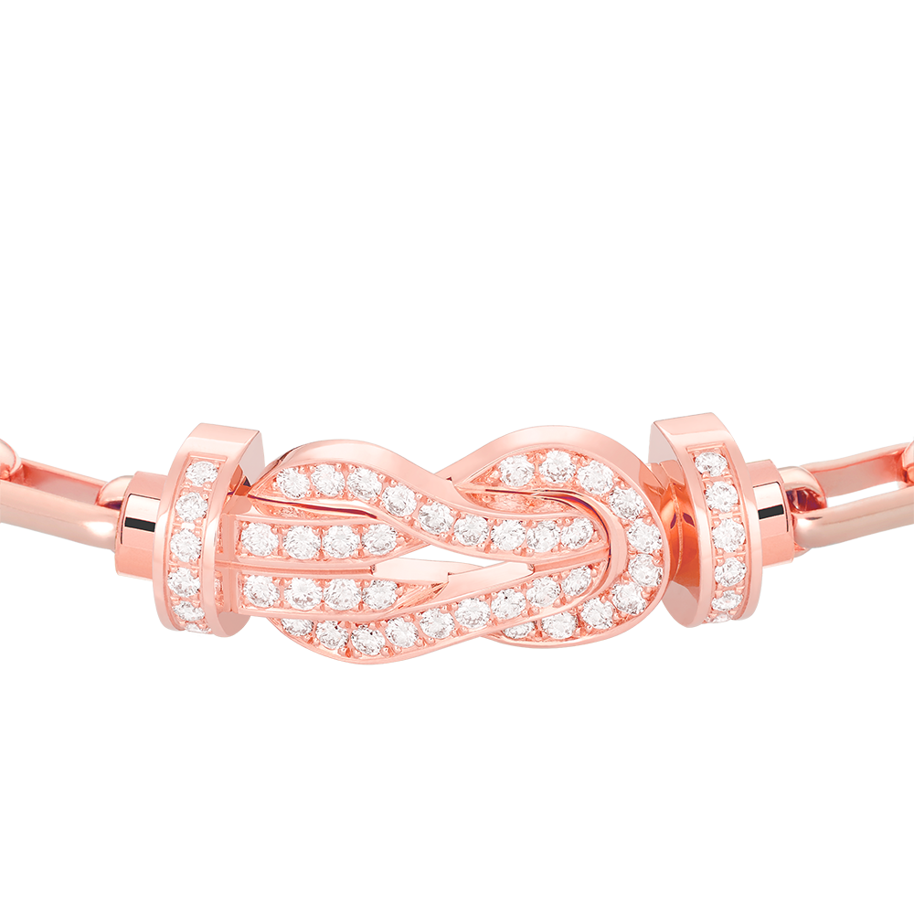 FRED CHANCE INFINIE BRACELET Stainless steel and gold plating PINK GOLD AND DIAMONDS LARGE MODEL