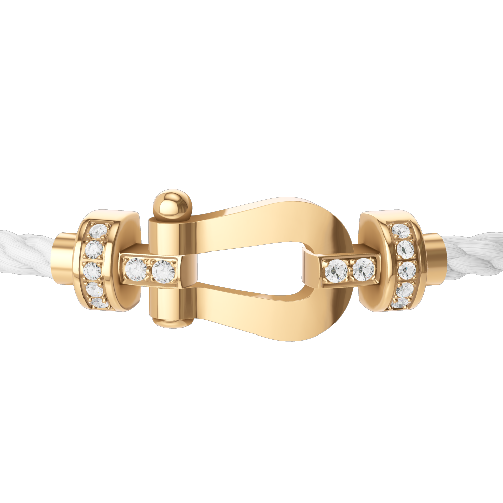 FRED FORCE 10 BRACELET Stainless steel and gold plating YELLOW GOLD AND DIAMONDS MEDIUM MODEL