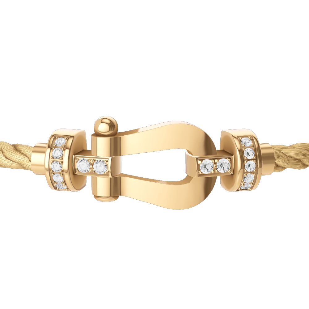 FRED FORCE 10 BRACELET Stainless steel and gold plating YELLOW GOLD AND DIAMONDS MEDIUM MODEL