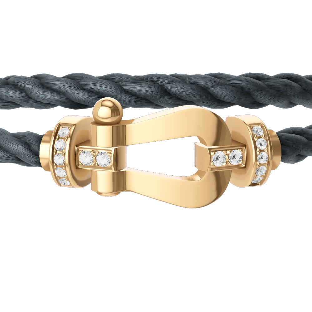FRED FORCE 10 BRACELET Stainless steel and gold plating YELLOW GOLD AND DIAMONDS LARGE MODEL
