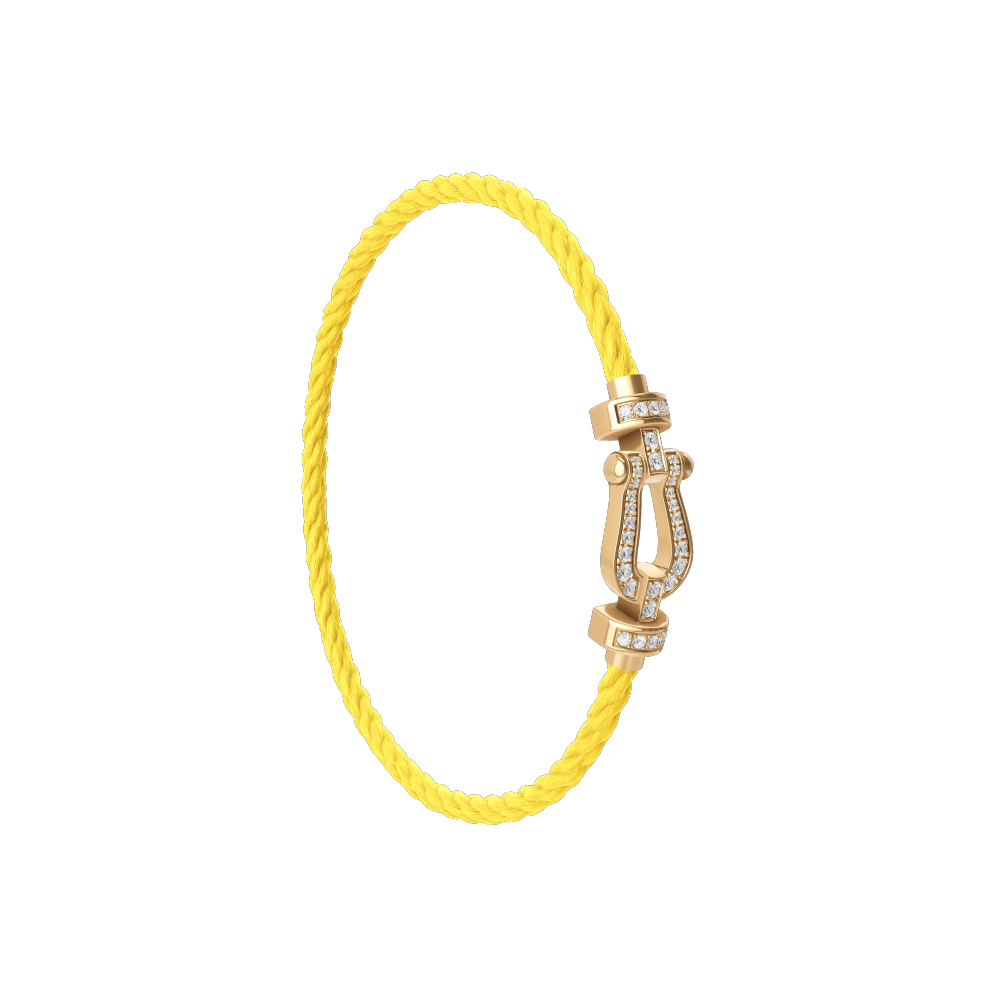 FRED FORCE 10 BRACELET Stainless steel and gold plating YELLOW GOLD AND DIAMONDS MEDIUM MODEL