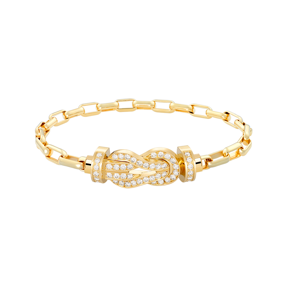 FRED CHANCE INFINIE BRACELET Stainless steel and gold plating YELLOW GOLD AND DIAMONDS LARGE MODEL