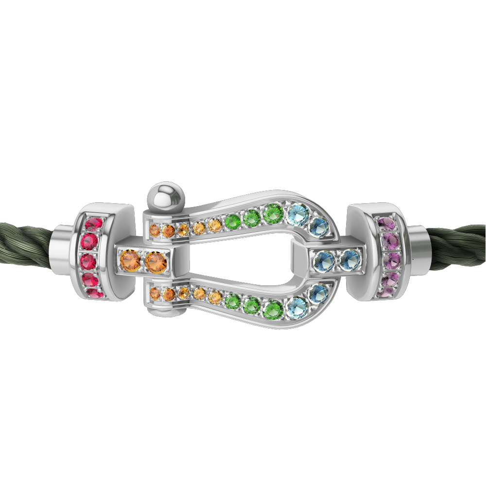 FRED FORCE 10 BRACELET MEDIUM MODEL IN Stainless steel and gold plating WHITE GOLD AND COLOURED STONES