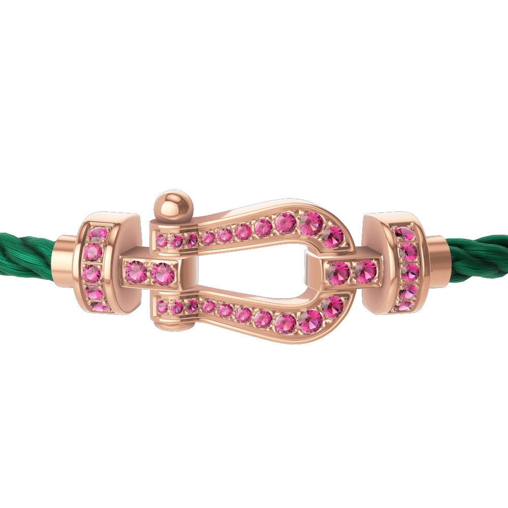 FRED FORCE 10 BRACELET Stainless steel and gold plating PINK GOLD AND PINK SAPPHIRES MEDIUM MODEL