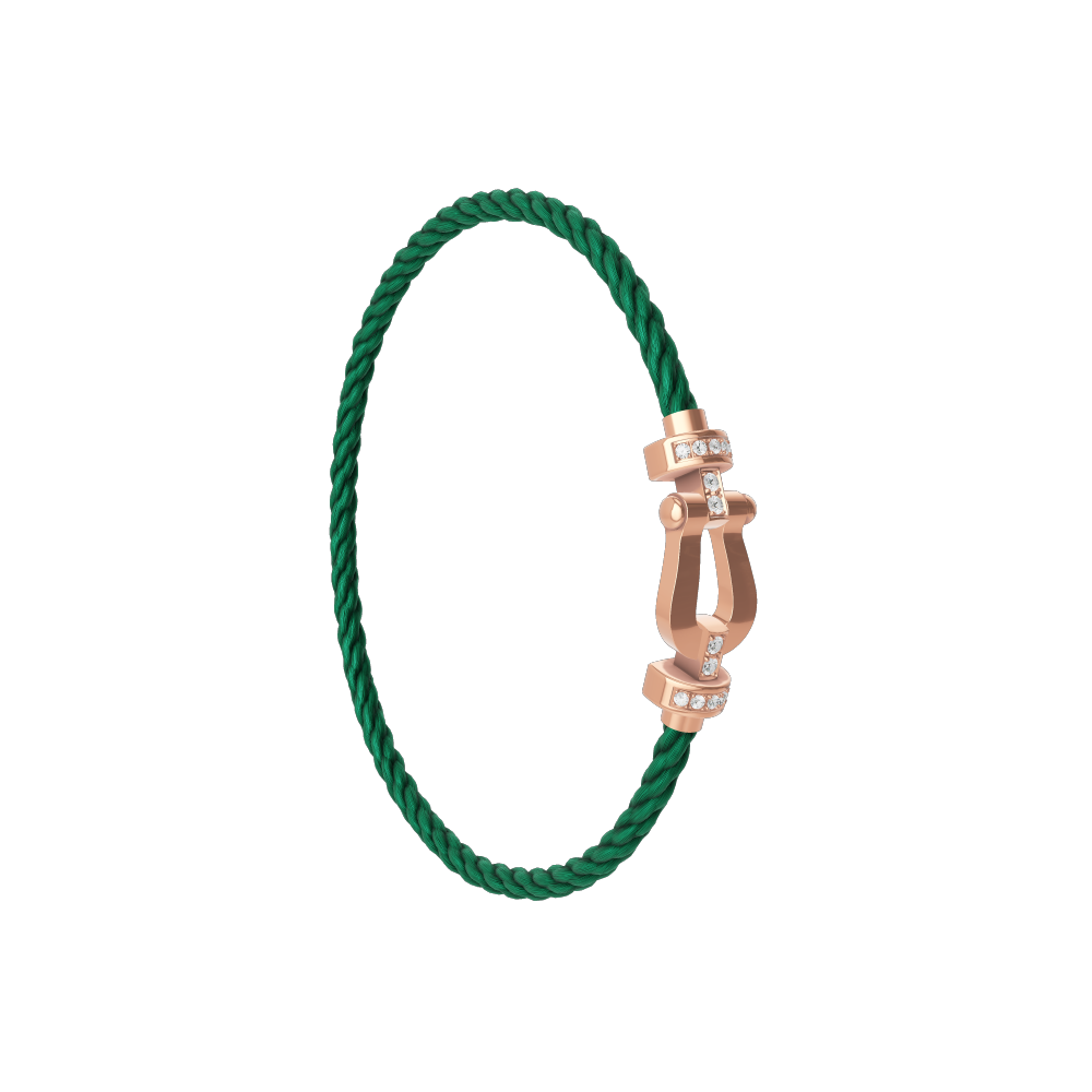 FRED FORCE 10 BRACELET Stainless steel and gold plating PINK GOLD AND DIAMONDS MEDIUM MODEL