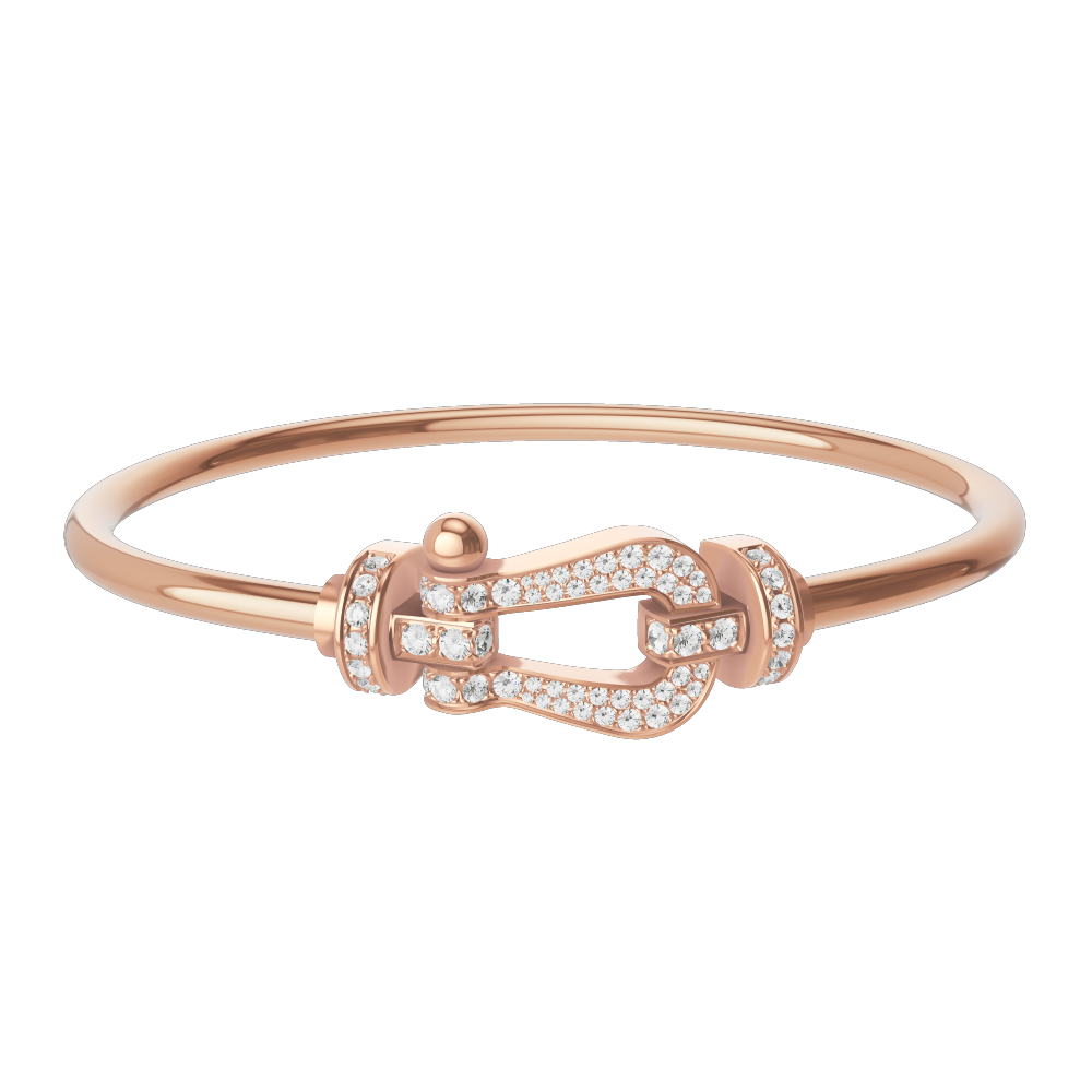 FRED FORCE 10 BRACELET Stainless steel and gold plating PINK GOLD AND DIAMONDS LARGE MODEL