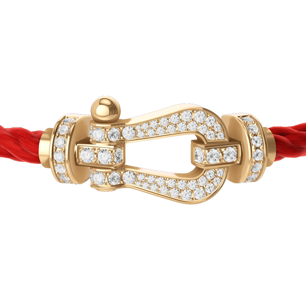 FRED FORCE 10 BRACELET Stainless steel and gold plating YELLOW GOLD AND DIAMONDS LARGE MODEL